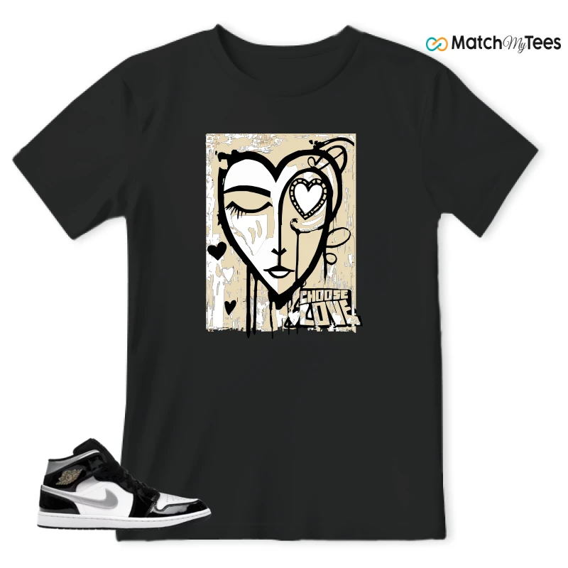 NIKE AIR JORDAN 1 MID SE BLACK WHITE SNEAKER Matching Tees t-shirt