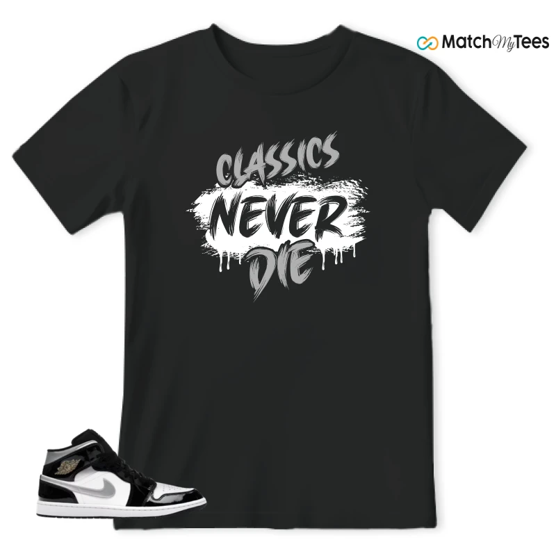NIKE AIR JORDAN 1 MID SE BLACK WHITE SNEAKER Matching Tees t-shirt