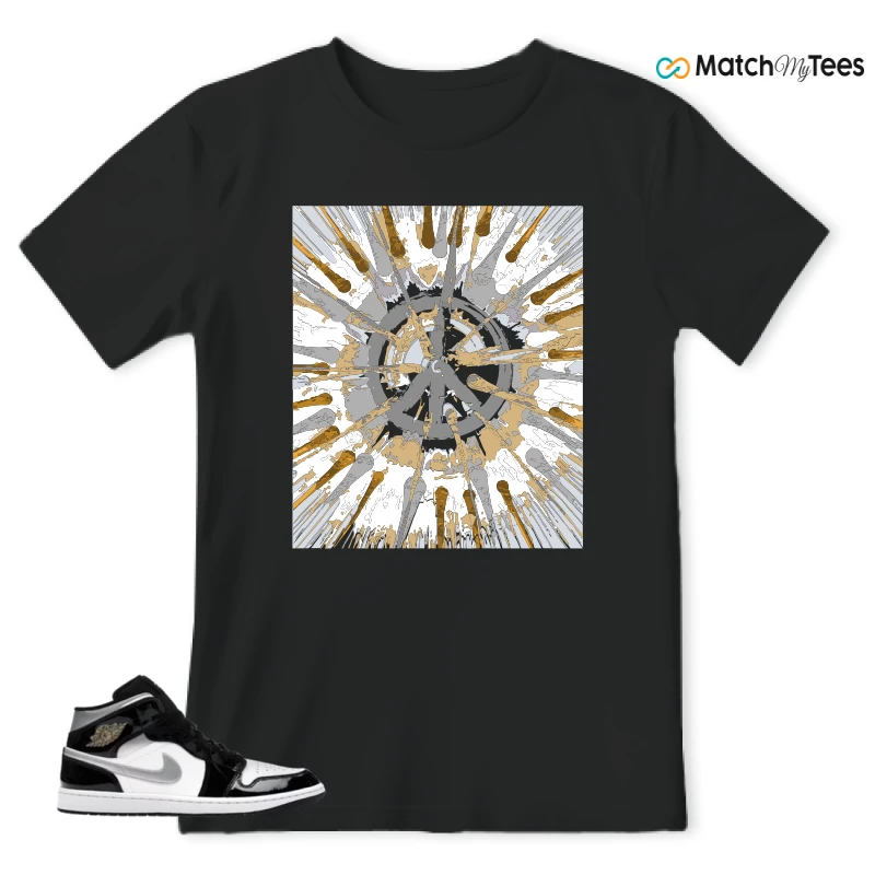 NIKE AIR JORDAN 1 MID SE BLACK WHITE SNEAKER Matching Tees t-shirt