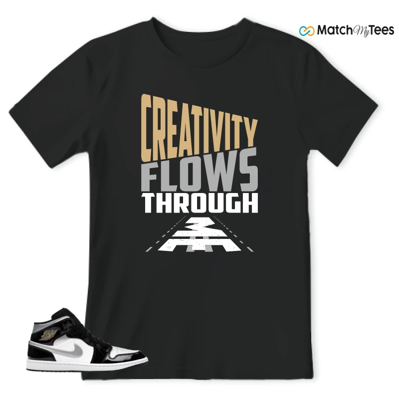 NIKE AIR JORDAN 1 MID SE BLACK WHITE SNEAKER Matching Tees t-shirt
