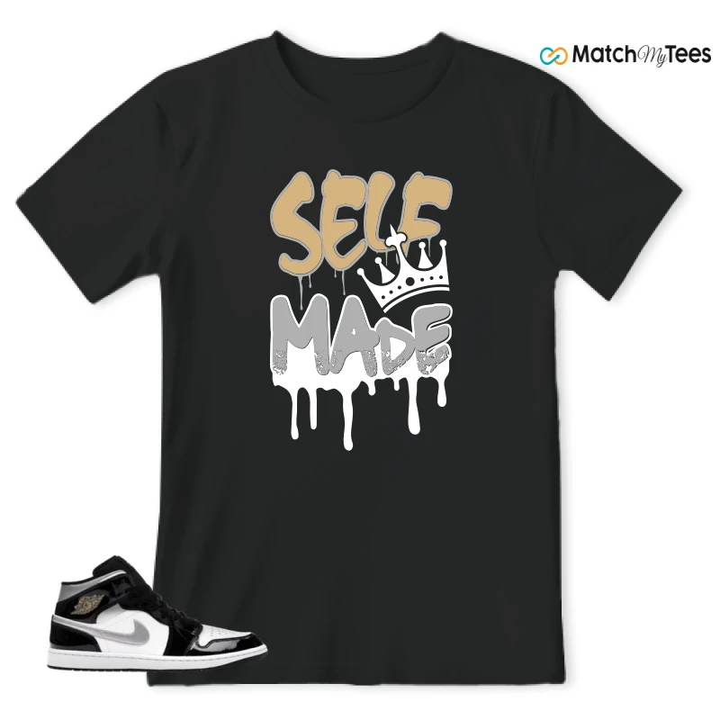 NIKE AIR JORDAN 1 MID SE BLACK WHITE SNEAKER Matching Tees t-shirt