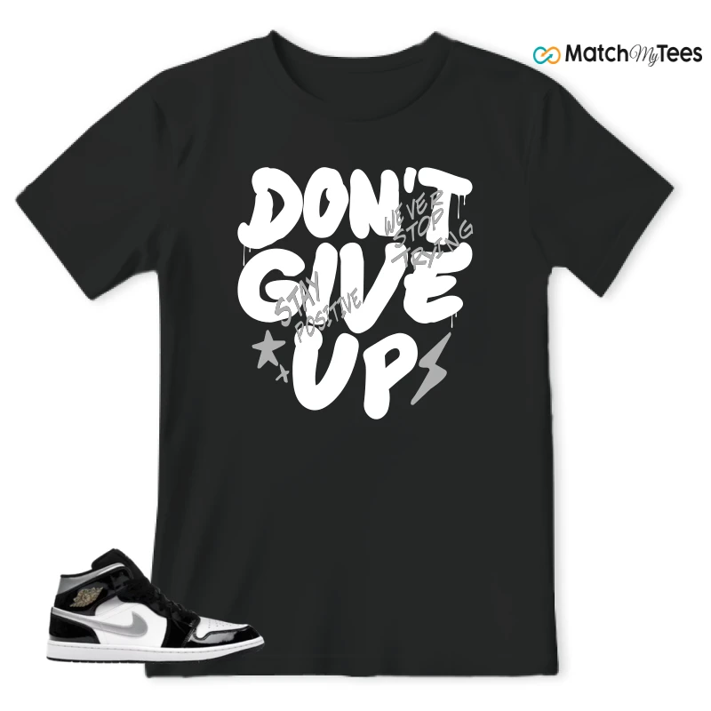 NIKE AIR JORDAN 1 MID SE BLACK WHITE SNEAKER Matching Tees t-shirt