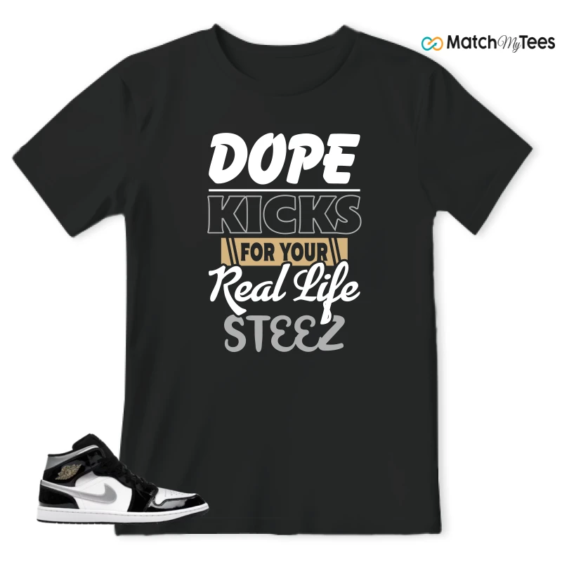 NIKE AIR JORDAN 1 MID SE BLACK WHITE SNEAKER Matching Tees t-shirt