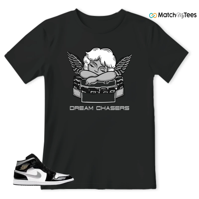 NIKE AIR JORDAN 1 MID SE BLACK WHITE SNEAKER Matching Tees t-shirt