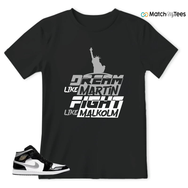 NIKE AIR JORDAN 1 MID SE BLACK WHITE SNEAKER Matching Tees t-shirt