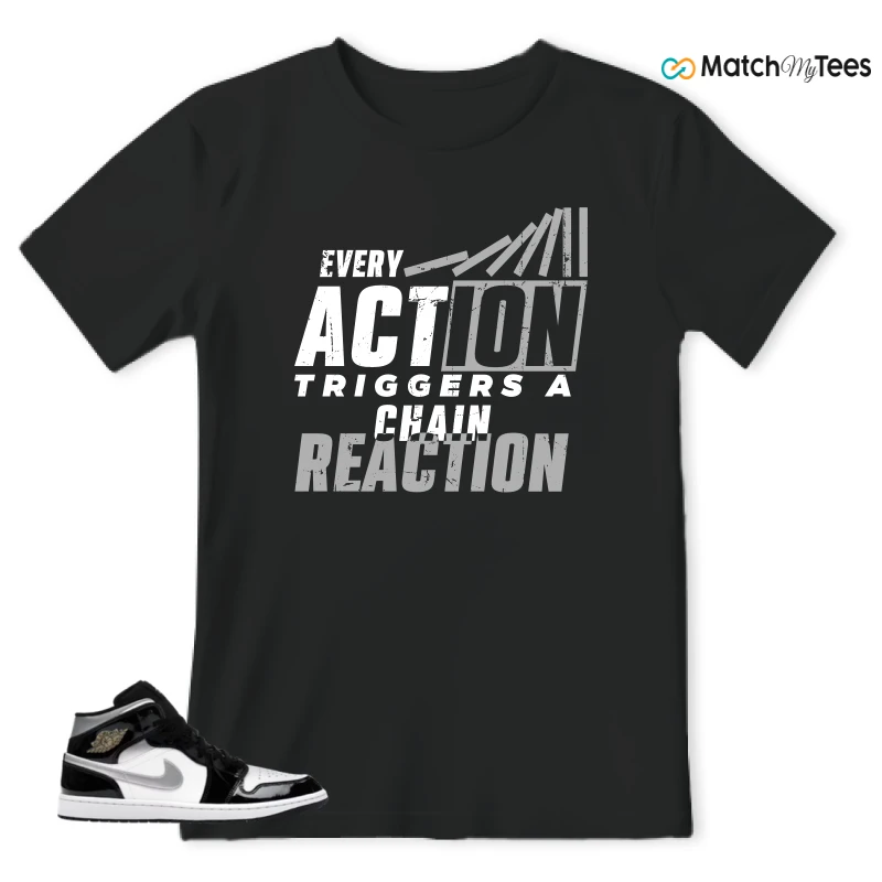 NIKE AIR JORDAN 1 MID SE BLACK WHITE SNEAKER Matching Tees t-shirt
