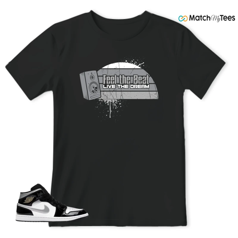 NIKE AIR JORDAN 1 MID SE BLACK WHITE SNEAKER Matching Tees t-shirt
