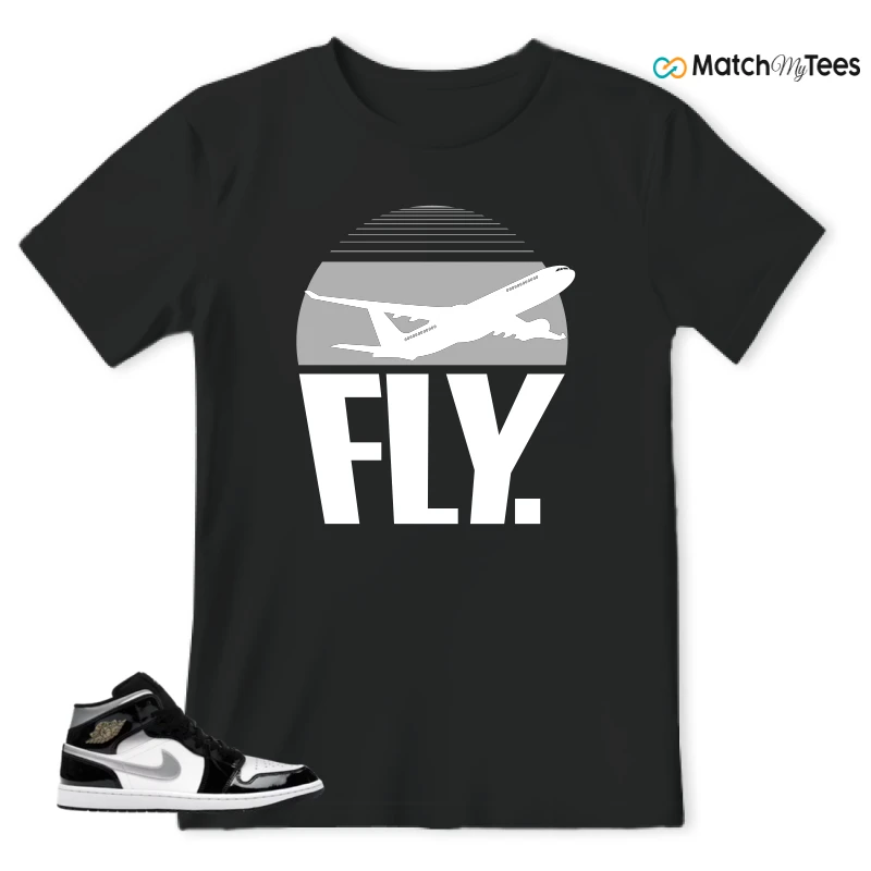 NIKE AIR JORDAN 1 MID SE BLACK WHITE SNEAKER Matching Tees t-shirt