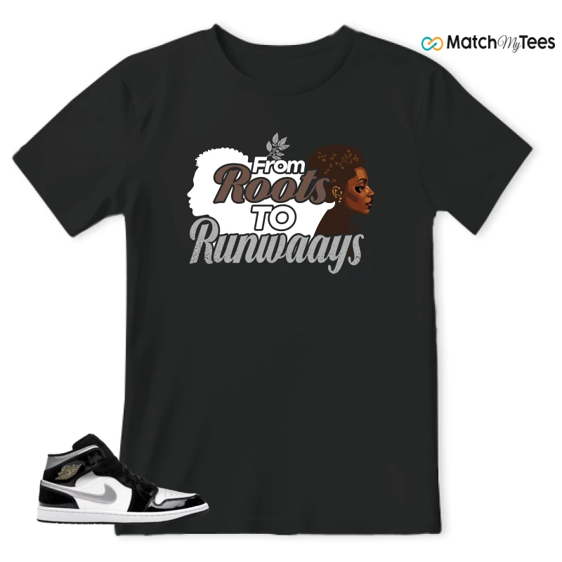 NIKE AIR JORDAN 1 MID SE BLACK WHITE SNEAKER Matching Tees t-shirt
