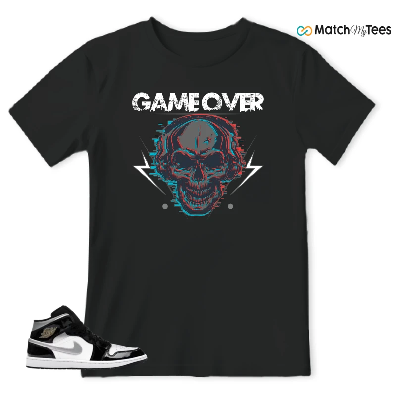 NIKE AIR JORDAN 1 MID SE BLACK WHITE SNEAKER Matching Tees t-shirt