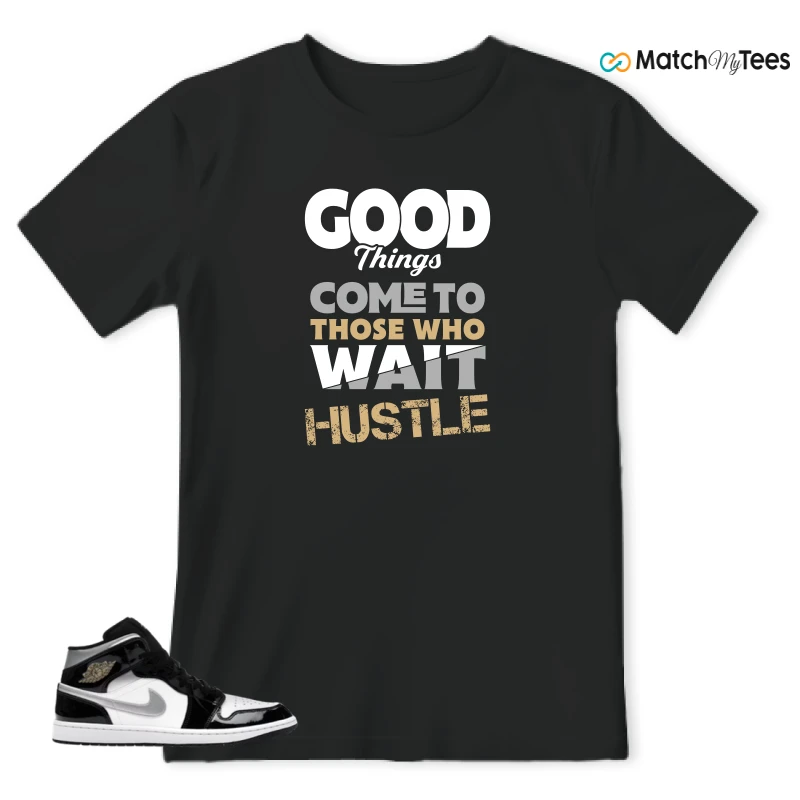 NIKE AIR JORDAN 1 MID SE BLACK WHITE SNEAKER Matching Tees t-shirt