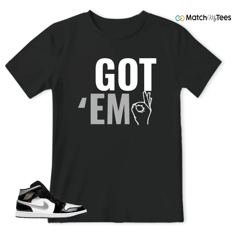 NIKE AIR JORDAN 1 MID SE BLACK WHITE SNEAKER Matching Tees t-shirt