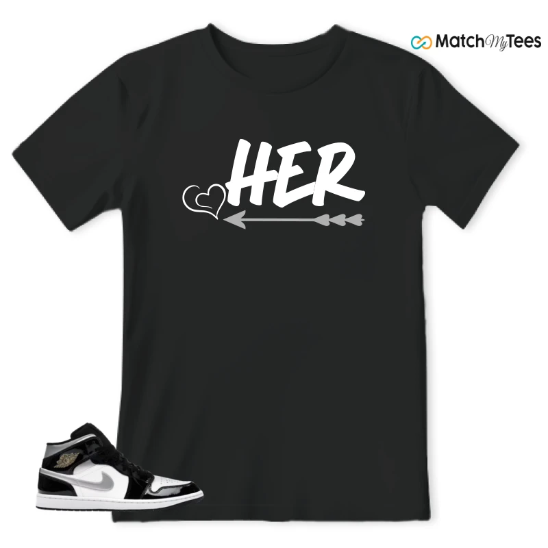 NIKE AIR JORDAN 1 MID SE BLACK WHITE SNEAKER Matching Tees t-shirt