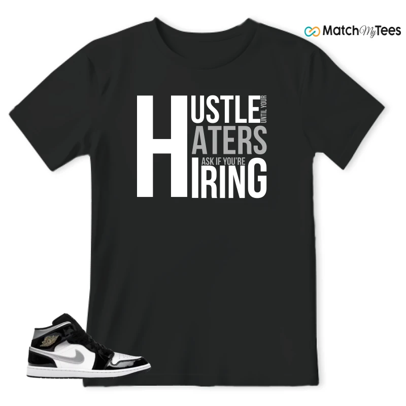 NIKE AIR JORDAN 1 MID SE BLACK WHITE SNEAKER Matching Tees t-shirt