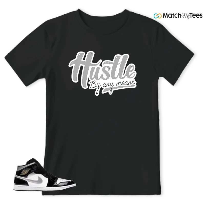 NIKE AIR JORDAN 1 MID SE BLACK WHITE SNEAKER Matching Tees t-shirt