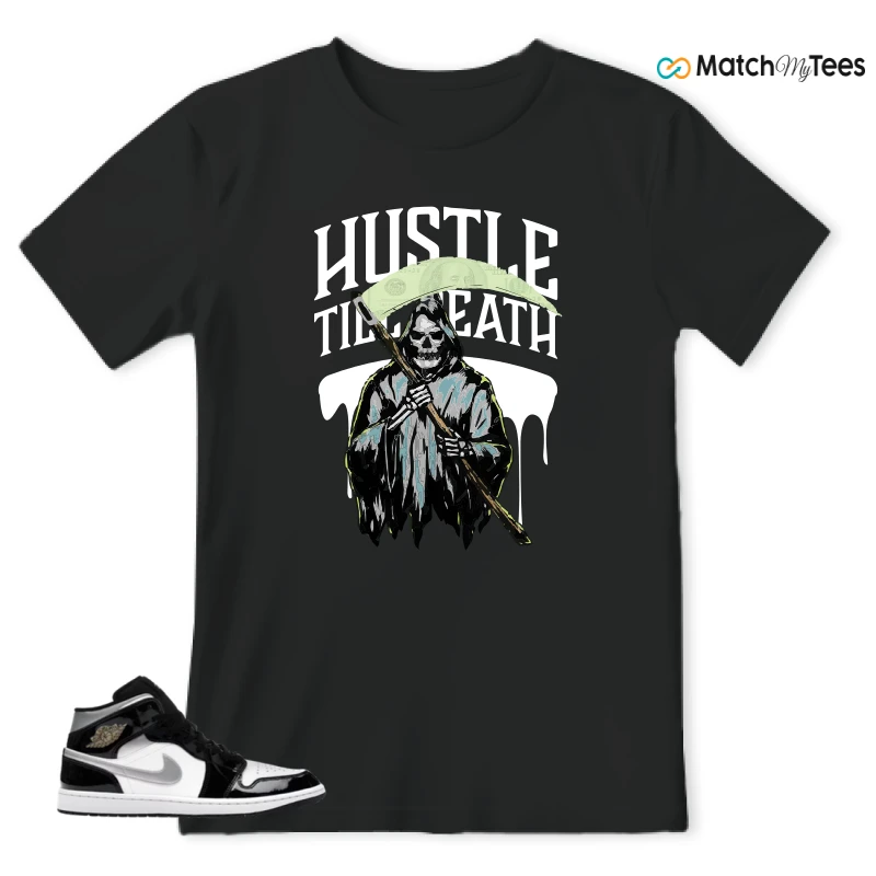 NIKE AIR JORDAN 1 MID SE BLACK WHITE SNEAKER Matching Tees t-shirt