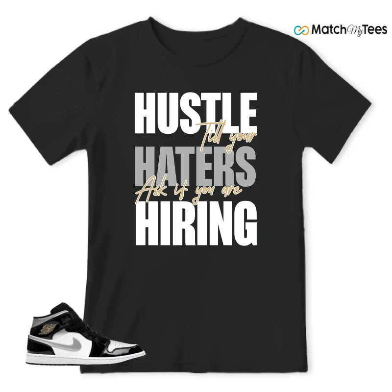 NIKE AIR JORDAN 1 MID SE BLACK WHITE SNEAKER Matching Tees t-shirt