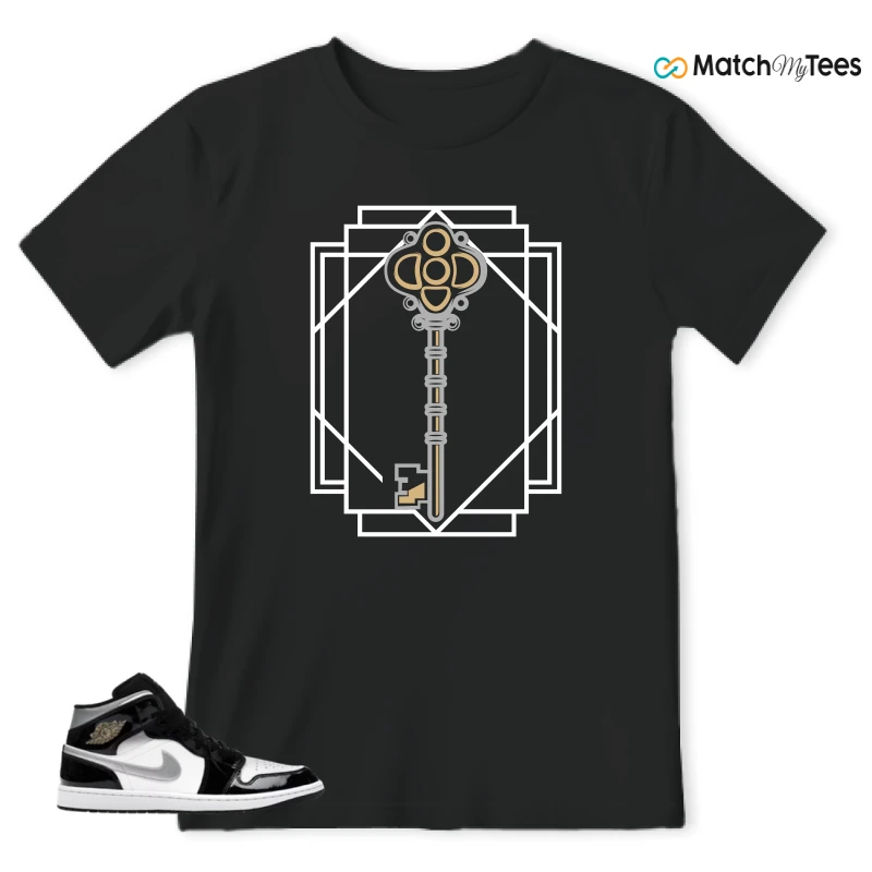 NIKE AIR JORDAN 1 MID SE BLACK WHITE SNEAKER Matching Tees t-shirt