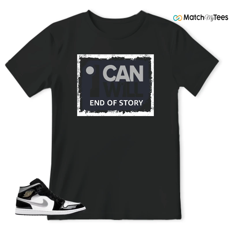 NIKE AIR JORDAN 1 MID SE BLACK WHITE SNEAKER Matching Tees t-shirt
