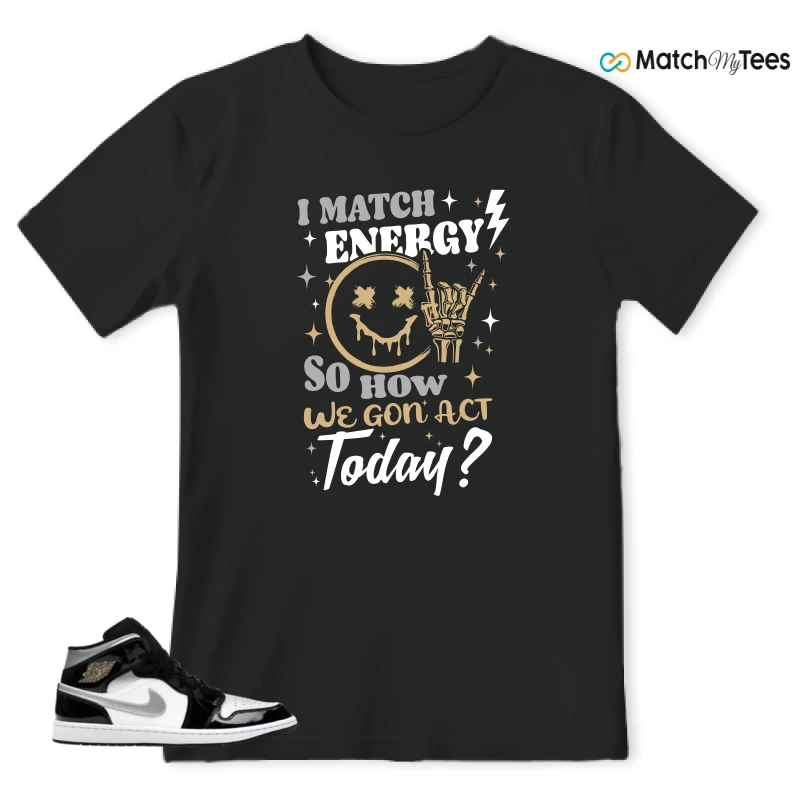 NIKE AIR JORDAN 1 MID SE BLACK WHITE SNEAKER Matching Tees t-shirt