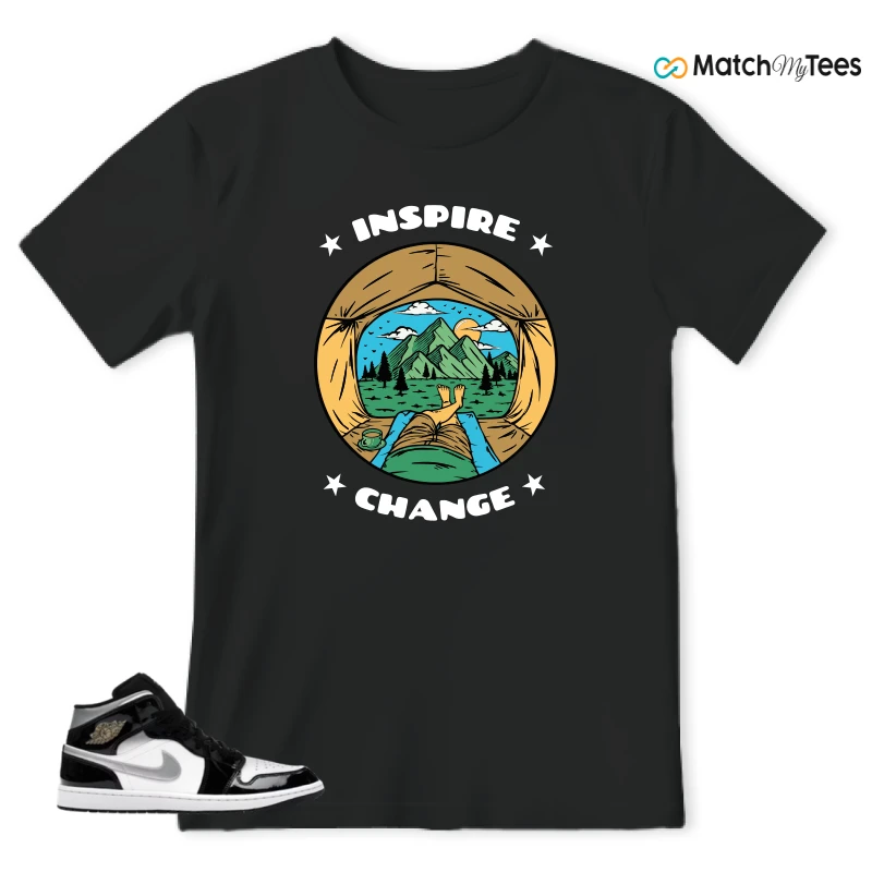 NIKE AIR JORDAN 1 MID SE BLACK WHITE SNEAKER Matching Tees t-shirt