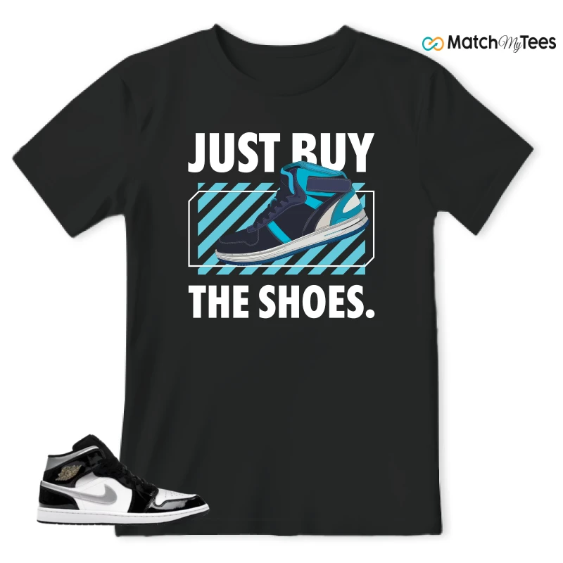 NIKE AIR JORDAN 1 MID SE BLACK WHITE SNEAKER Matching Tees t-shirt