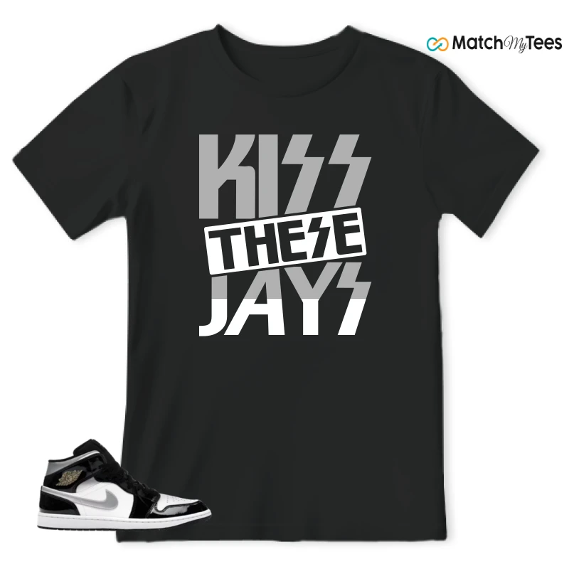 NIKE AIR JORDAN 1 MID SE BLACK WHITE SNEAKER Matching Tees t-shirt