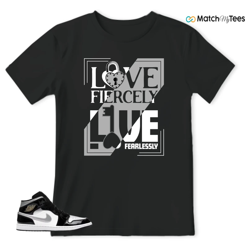 NIKE AIR JORDAN 1 MID SE BLACK WHITE SNEAKER Matching Tees t-shirt