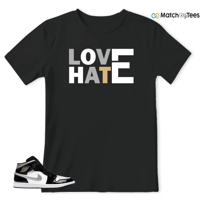 NIKE AIR JORDAN 1 MID SE BLACK WHITE SNEAKER Matching Tees t-shirt