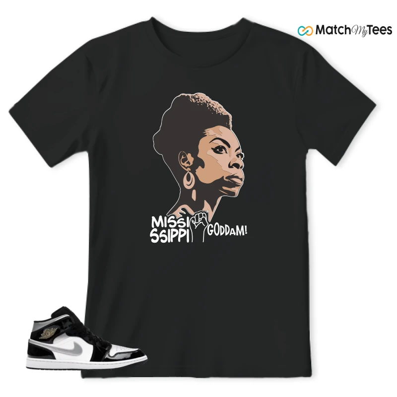 NIKE AIR JORDAN 1 MID SE BLACK WHITE SNEAKER Matching Tees t-shirt