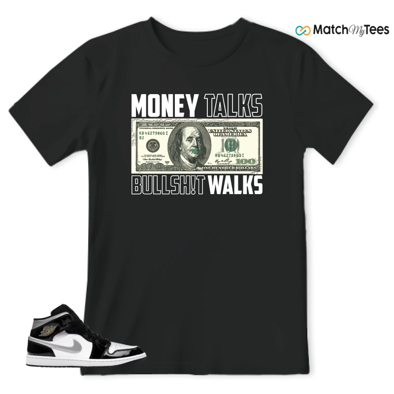 NIKE AIR JORDAN 1 MID SE BLACK WHITE SNEAKER Matching Tees t-shirt