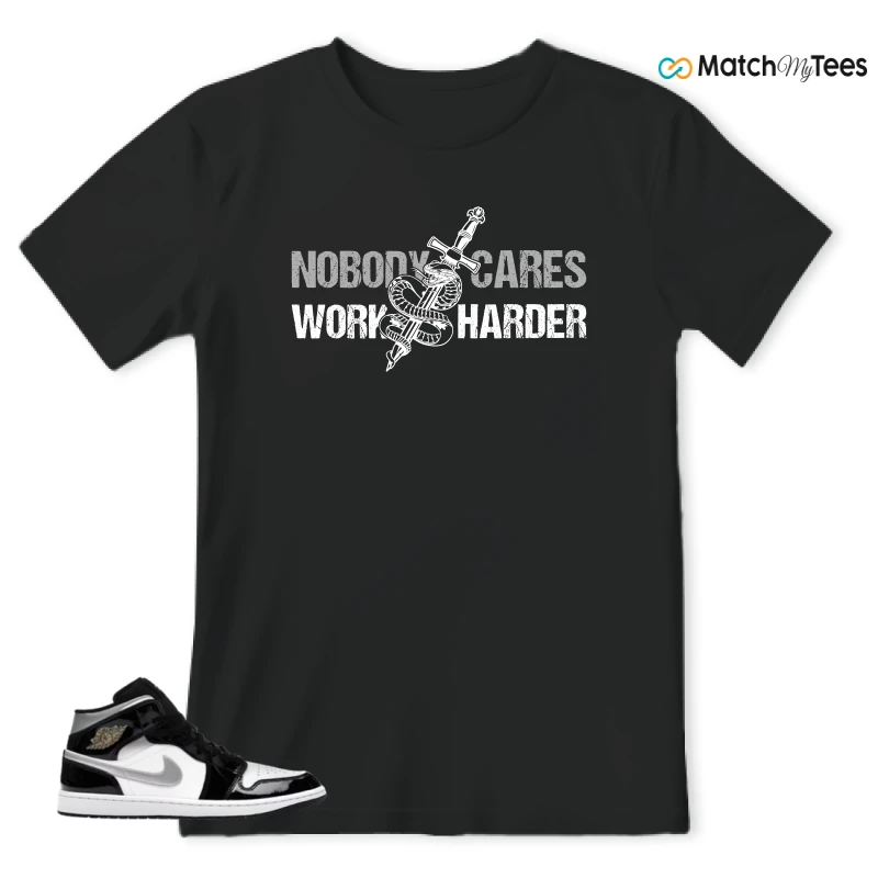 NIKE AIR JORDAN 1 MID SE BLACK WHITE SNEAKER Matching Tees t-shirt