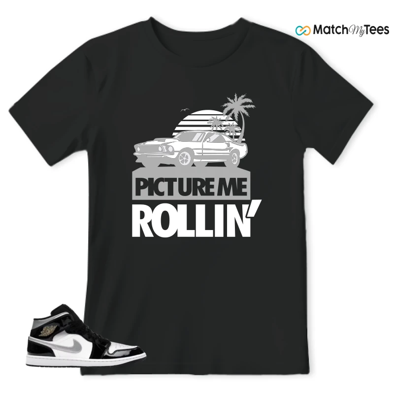 NIKE AIR JORDAN 1 MID SE BLACK WHITE SNEAKER Matching Tees t-shirt
