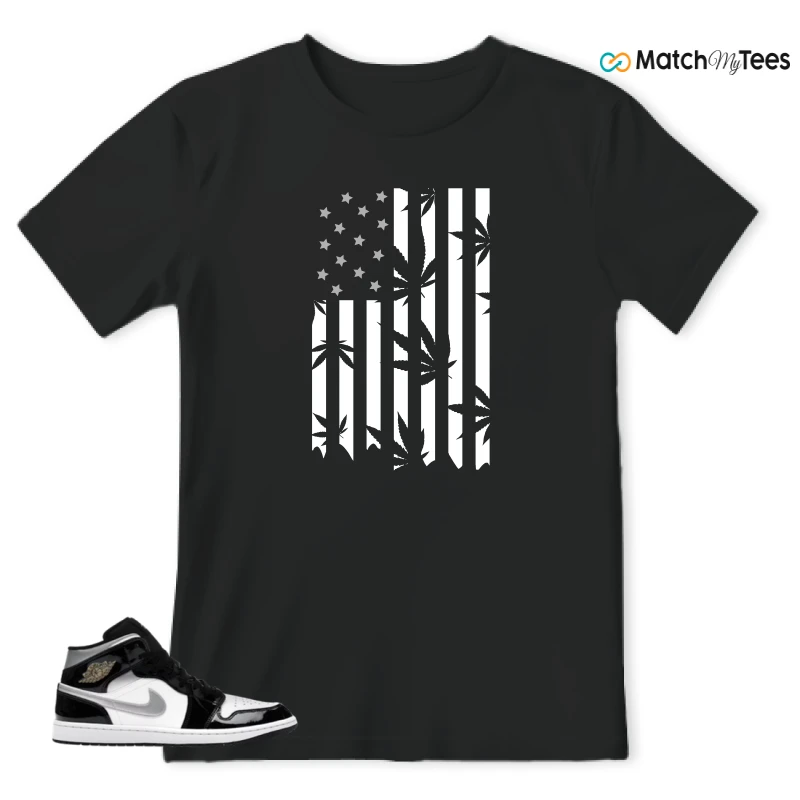 NIKE AIR JORDAN 1 MID SE BLACK WHITE SNEAKER Matching Tees t-shirt