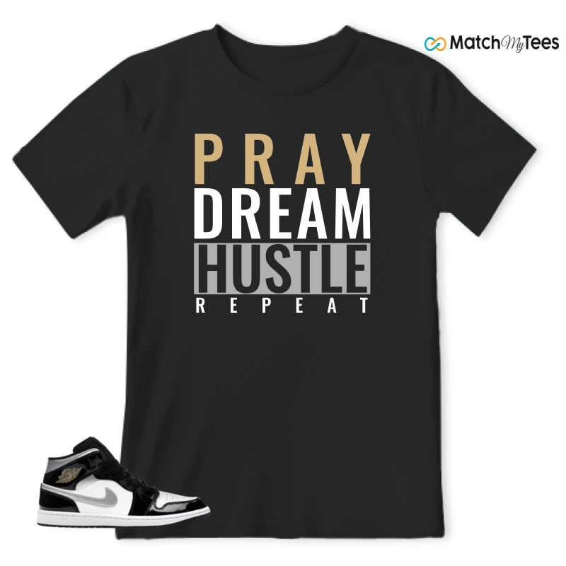 NIKE AIR JORDAN 1 MID SE BLACK WHITE SNEAKER Matching Tees t-shirt