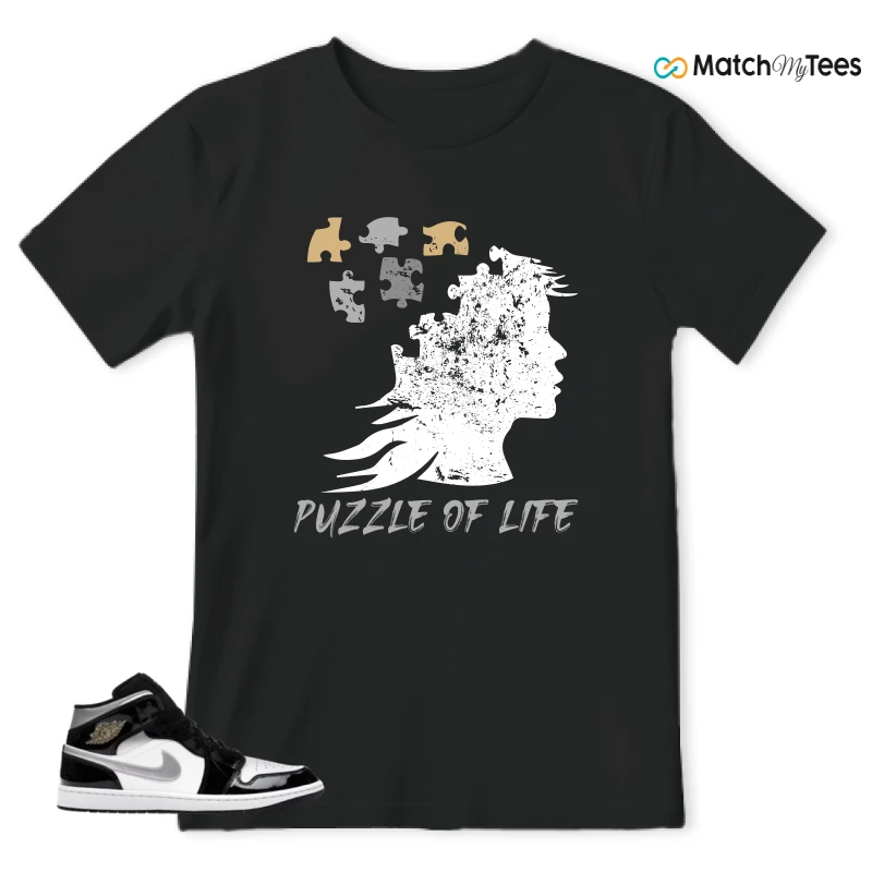 NIKE AIR JORDAN 1 MID SE BLACK WHITE SNEAKER Matching Tees t-shirt