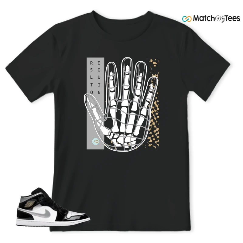NIKE AIR JORDAN 1 MID SE BLACK WHITE SNEAKER Matching Tees t-shirt