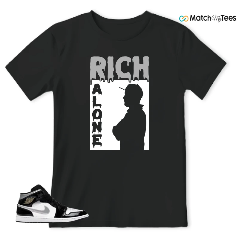 NIKE AIR JORDAN 1 MID SE BLACK WHITE SNEAKER Matching Tees t-shirt