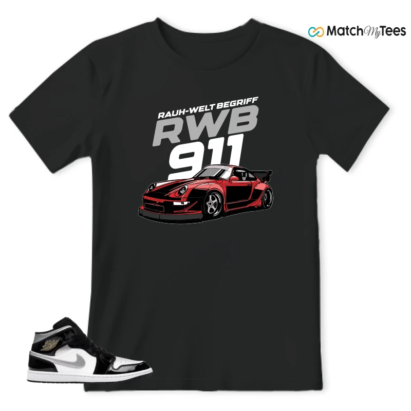 NIKE AIR JORDAN 1 MID SE BLACK WHITE SNEAKER Matching Tees t-shirt