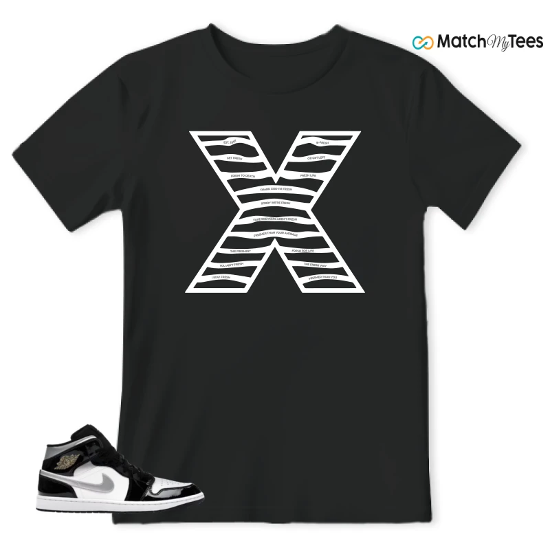 NIKE AIR JORDAN 1 MID SE BLACK WHITE SNEAKER Matching Tees t-shirt