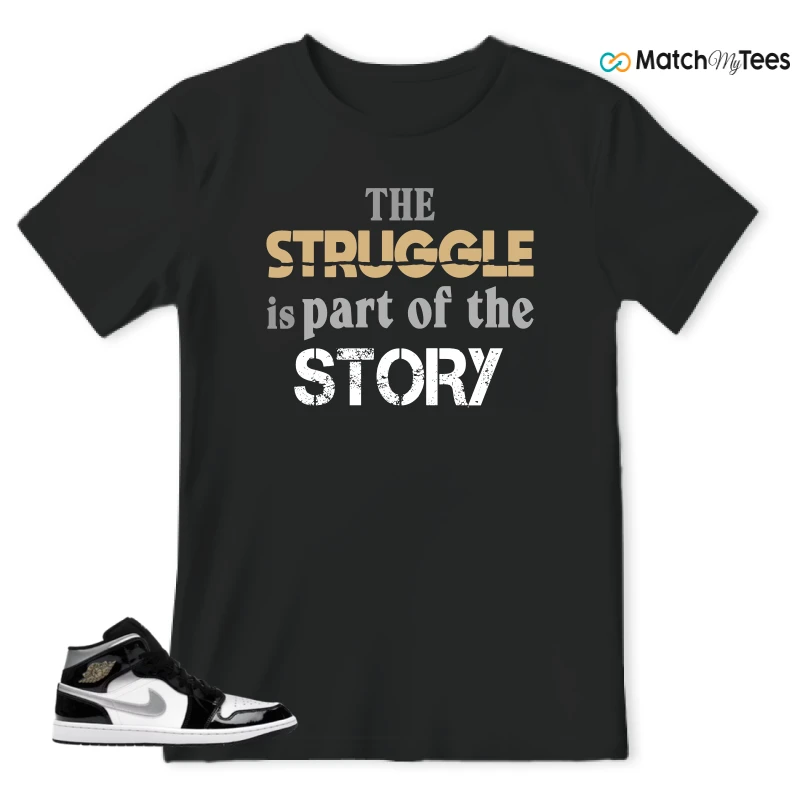 NIKE AIR JORDAN 1 MID SE BLACK WHITE SNEAKER Matching Tees t-shirt