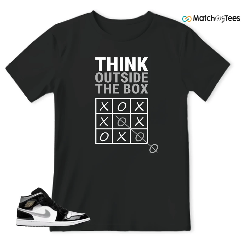 NIKE AIR JORDAN 1 MID SE BLACK WHITE SNEAKER Matching Tees t-shirt