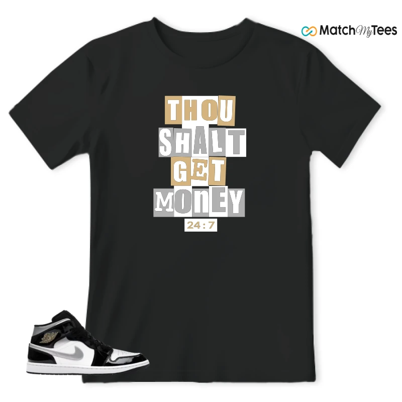 NIKE AIR JORDAN 1 MID SE BLACK WHITE SNEAKER Matching Tees t-shirt