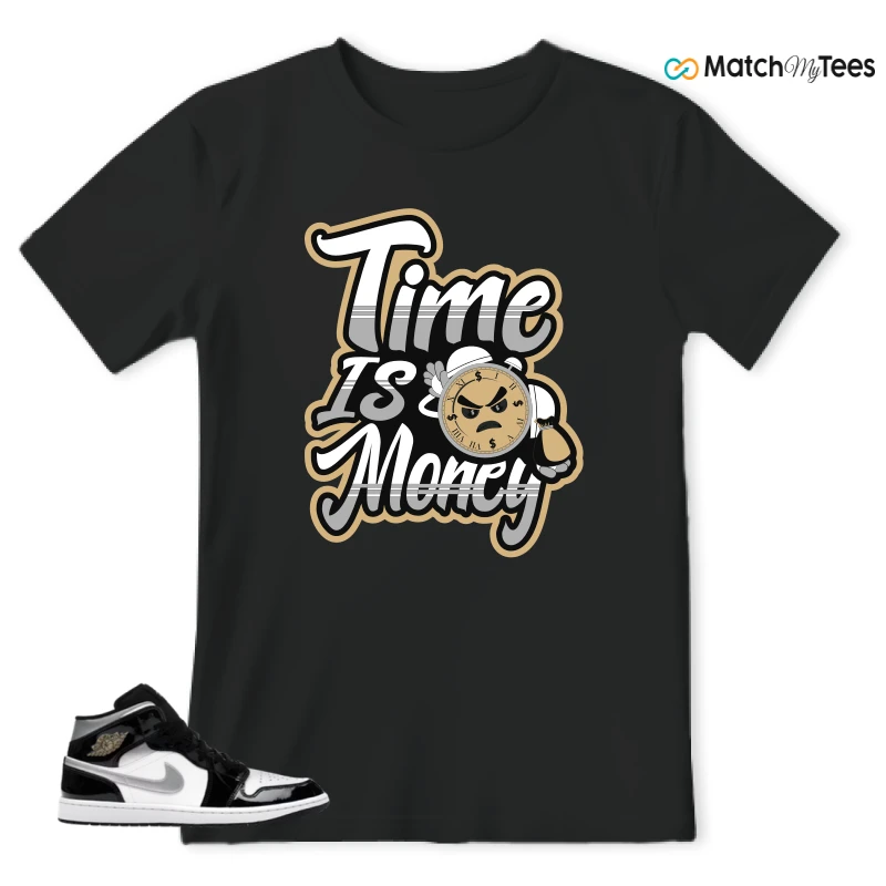NIKE AIR JORDAN 1 MID SE BLACK WHITE SNEAKER Matching Tees t-shirt