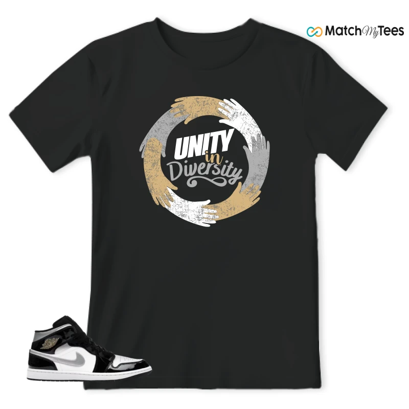 NIKE AIR JORDAN 1 MID SE BLACK WHITE SNEAKER Matching Tees t-shirt