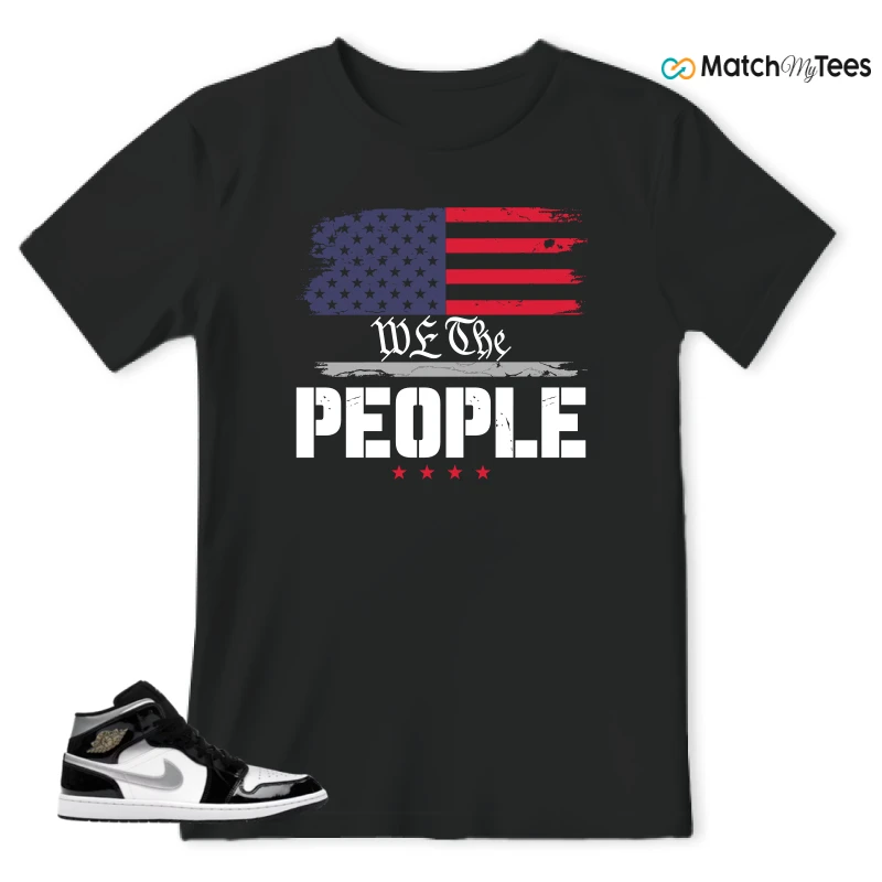 NIKE AIR JORDAN 1 MID SE BLACK WHITE SNEAKER Matching Tees t-shirt