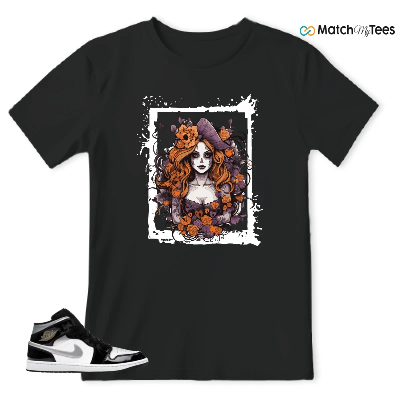 NIKE AIR JORDAN 1 MID SE BLACK WHITE SNEAKER Matching Tees t-shirt