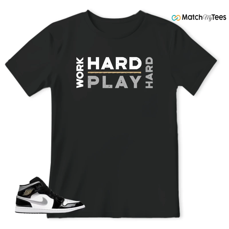 NIKE AIR JORDAN 1 MID SE BLACK WHITE SNEAKER Matching Tees t-shirt