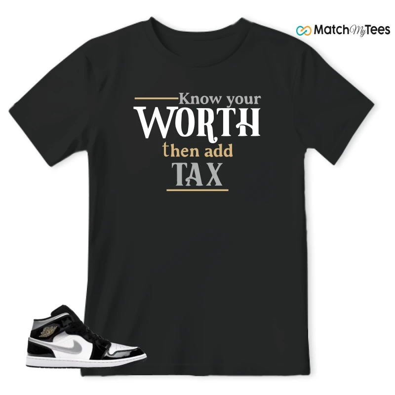 NIKE AIR JORDAN 1 MID SE BLACK WHITE SNEAKER Matching Tees t-shirt