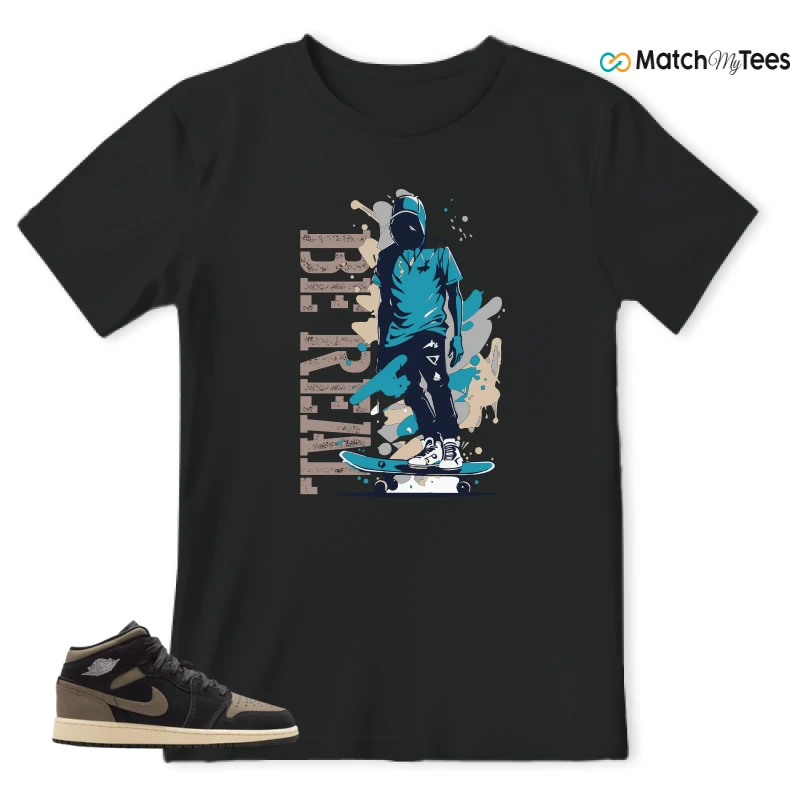 NIKE AIR JORDAN 1 MID SE OLIVE GREY SNEAKER Matching Tees t-shirt